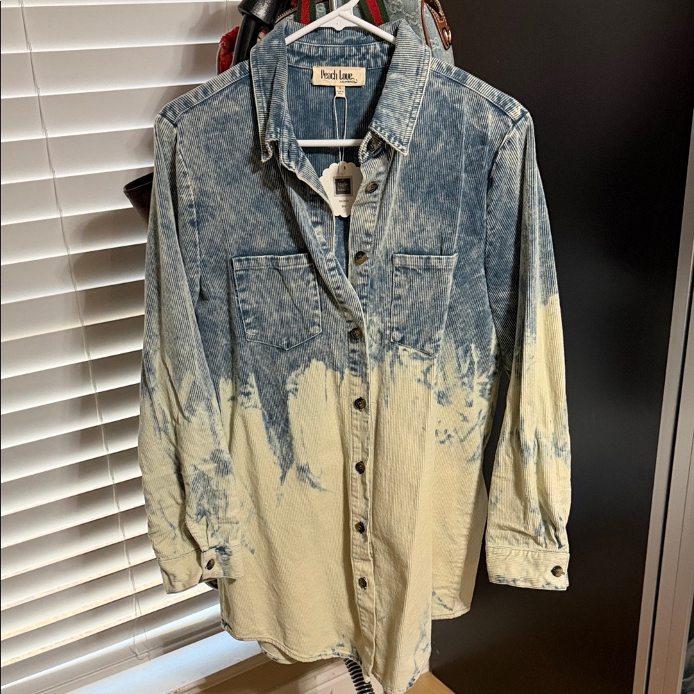 Denim Dip Dye Button-Up Dress